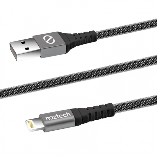 Naztech - Cable USB-A vers Lightning Tresse 4 Pieds - Noir