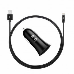 B.E. Chargeur pour voiture 2.4A noir avec câble lightning